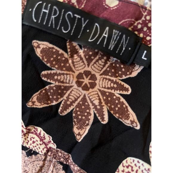 Christy Dawn Bergen Floral Wrap Long Sleeve Maxi Dress Sz Large Black Brown - Picture 9 of 11